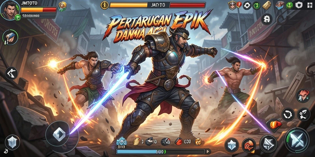 Tampilan seru dari gameplay JMTOTO saat bertarung.