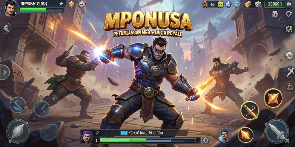 Tangkapan layar MPONUSA menampilkan aksi seru dalam pertempuran Battle Royale.