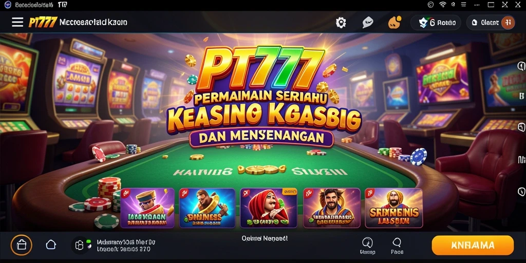 Screenshot utama PT777 menampilkan gameplay kasino yang mengasyikkan.